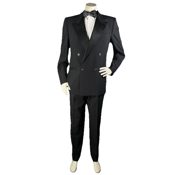 Vtg Hugo Boss Double Breasted Tuxedo Men 42R 34x33.5 Cerruti 1881 Italian Fabric - Picture 4 of 16